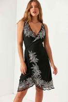 Urban Outfitters Cleobella Tabitha Floral Crochet Wrap Dress,black,s