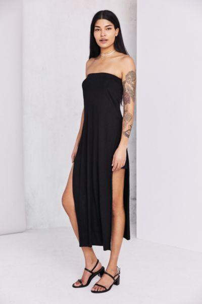 Blq Basic Strapless Side-slit Maxi Dress