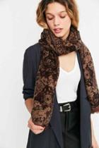 Urban Outfitters Brushed Intarsia Woven Scarf,brown,one Size