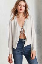 Urban Outfitters Kimchi Blue Veronica Satin Tie-front Blouse,white,m