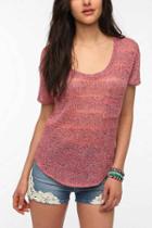 Urban Outfitters Bdg Marled Sweater Knit Pocket Tee,red Multi,l