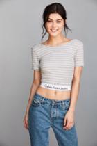 Urban Outfitters Calvin Klein For Uo Stripe Cropped Tee