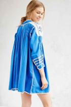 Urban Outfitters Carolina K Oaxaca Crochet Whipstitch Dress,blue,m