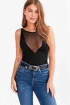 Urban Outfitters Silence + Noise Leah Mesh Inset Cami,black,s