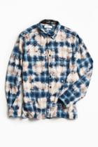 Urban Outfitters Uo Ellis Bleached Shadow Plaid Flannel Button-down Shirt