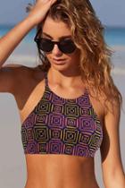 Urban Outfitters Out From Under High Neck Printed Bikini Top,purple,s