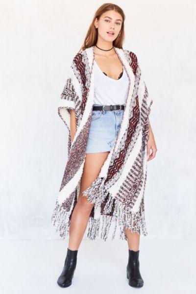 Ecote Textured Stripe Sweater Poncho