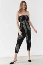 Urban Outfitters Silence + Noise Jerry Strapless Balloon Jumpsuit,black Multi,xs