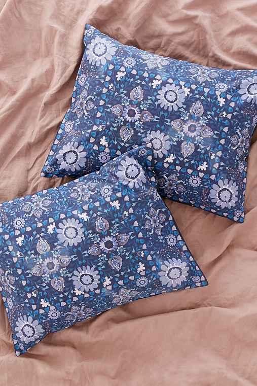 Urban Outfitters Henley Folk Suzani Sham Set,blue,one Size