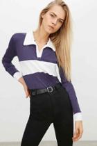 Urban Outfitters Camp Collection Miller Polo Shirt,navy,xs