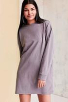 Urban Outfitters Bdg Maeby Oversized Long-sleeve T-shirt Dress,dark Grey,l