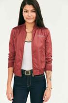 Urban Outfitters Silence + Noise Simple Satin Bomber Jacket,maroon,l