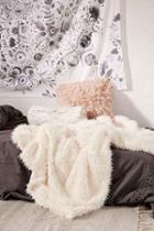 Urban Outfitters Faux Fur Throw Blanket,cream,one Size