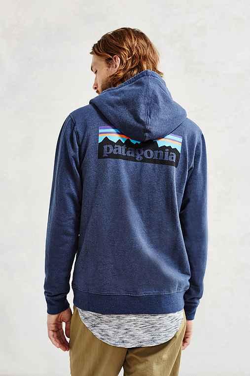 Urban Outfitters Patagonia P6 Logo Zip Hooded Sweatshirt,navy,l