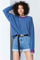 Urban Outfitters Bdg Ferris Striped Ringer Tee,purple,m