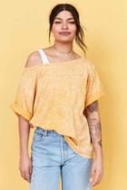 Urban Outfitters Bdg Killian Off-the-shoulder Oversized Tee,yellow,m