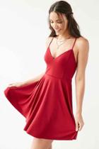 Urban Outfitters Kimchi Blue Valerina Strappy Skater Dress,red,l