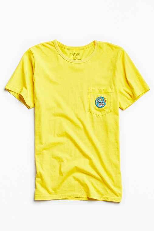 Urban Outfitters Mowgli Surf Party Animal Embroidered Pocket Tee,yellow,l