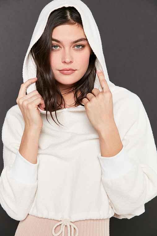 Urban Outfitters Truly Madly Deeply Tie Hem Hoodie Sweatshirt,ivory,m