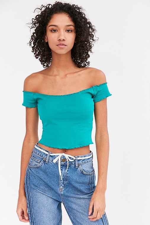 Urban Outfitters Kimchi Blue Sophia Lettuce Edge Tee,green,xs