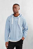 Urban Outfitters Cpo Textured Chambray Hooded Shirt,light Denim Indigo,xl