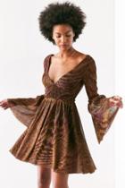 Urban Outfitters Ecote Starstruck Glitter Bell-sleeve Mini Dress