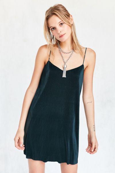 Urban Outfitters Kimchi Blue Iridescent Accordion Pleat Mini Slip Dress