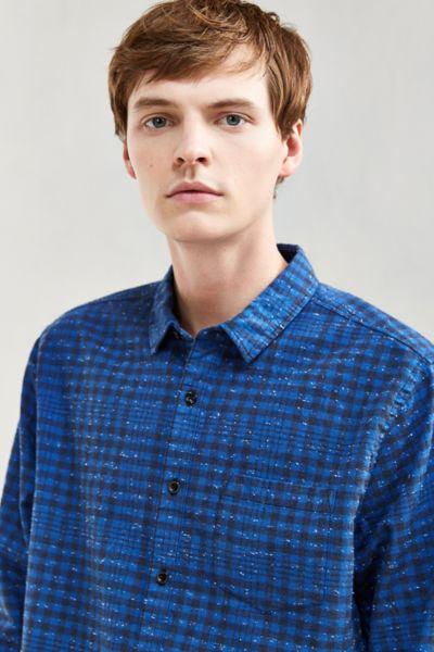 Urban Outfitters Uo Flecked Small Check Flannel Button-down Shirt