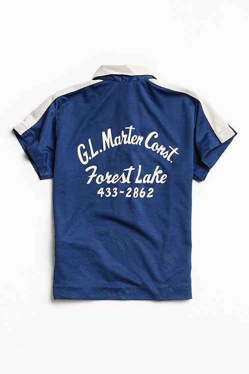 Urban Outfitters Vintage Forest Lake Bowling Shirt,blue,s/m