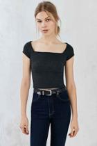 Urban Outfitters Truly Madly Deeply Lily Square-neck Crop Tee,black,l