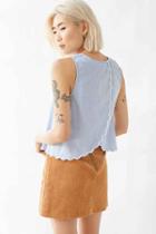 Urban Outfitters Dee-elle Scallop Back Sleeveless Chambray Blouse,vintage Denim Light,l