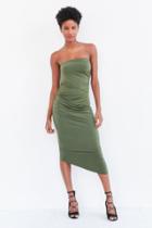 Urban Outfitters Silence + Noise Slinky Ruched Strapless Midi Dress