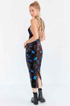 Urban Outfitters Ecote Bellatrix Velvet Bodycon Midi Dress,blue Multi,s
