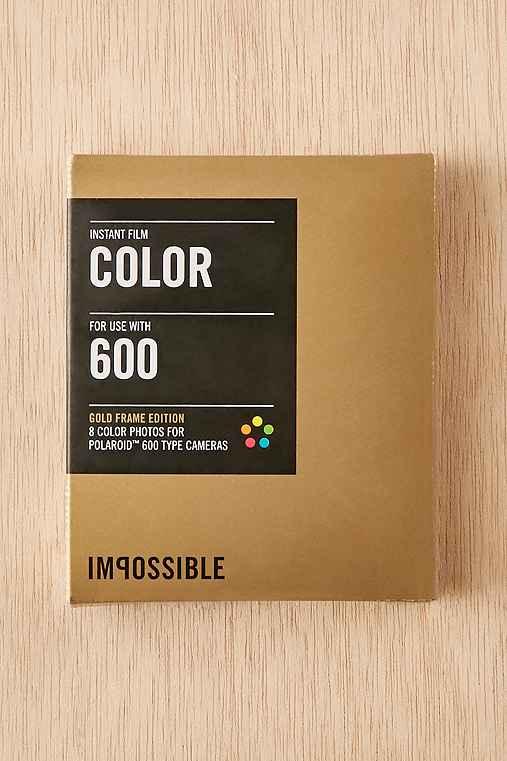 Urban Outfitters Impossible Gold Square Frame Polaroid 600 Instant Film,gold,one Size