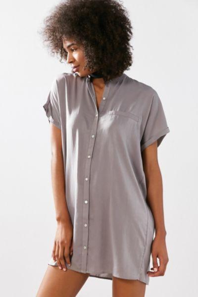 Silence + Noise Satin Mini Shirt Dress