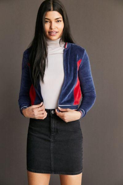 Silence + Noise Night Rider Velour Crop Track Jacket