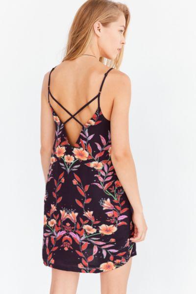 Urban Outfitters Ecote Celeste V-neck Mini Printed Slip Dress