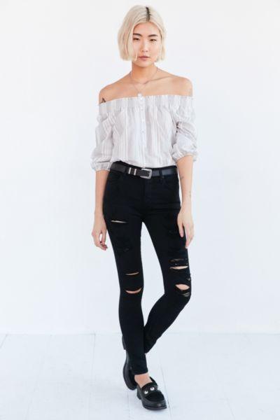 Urban Outfitters Agolde Sophie High-rise Distressed Skinny Jean - Moonstruck