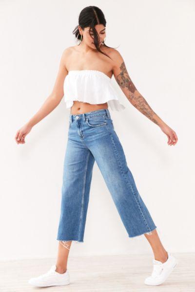 Urban Outfitters Bdg Cropped Denim Culotte - Indigo