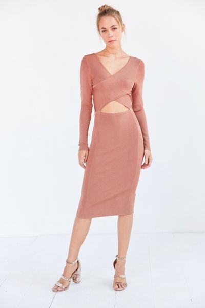 Glamorous Shimmer Knit Criss-cross Cutout Midi Dress