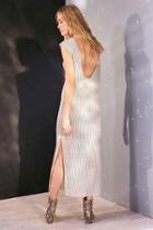 Urban Outfitters Silence + Noise Kissies Metallic T-shirt Maxi Dress,beige,l