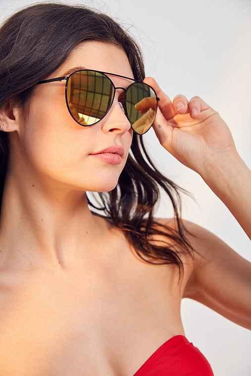 Urban Outfitters Quay X Jasmine Sanders Indio Metal Sunglasses,black,one Size