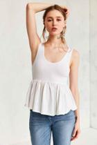 Urban Outfitters Truly Madly Deeply Annabella Peplum Tank Top,white,l