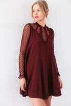 Urban Outfitters Kimchi Blue Constance Embroidered Mesh Mock-neck Frock Dress