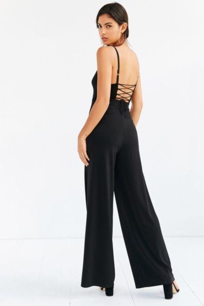 Silence + Noise Midnight Lace-up Back Jumpsuit