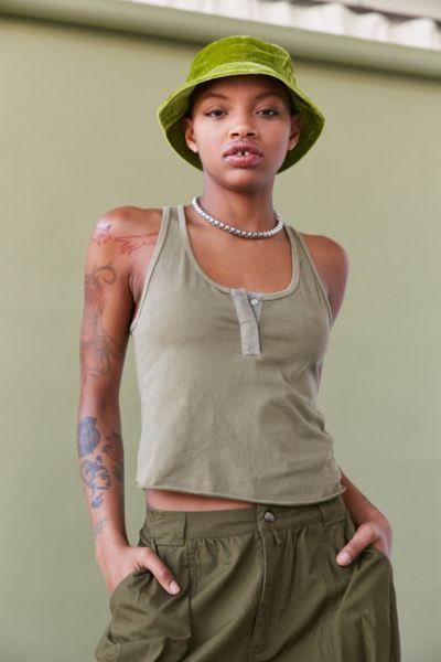 Urban Outfitters Bdg Woven Placket Henley Tank Top