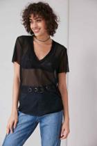 Urban Outfitters Project Social T Kim Mesh Tee,black,m
