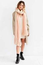 Urban Outfitters Extra Large Cozy Fringe Scarf,pink,one Size