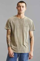 Urban Outfitters Uo Standard Fit Sun Faded Pocket Tee,khaki,m