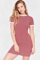 Urban Outfitters Bdg Striped Bodycon Tee Dress,red Multi,xs